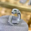 Luxus -Tier Unisex Diamant lebendiger Cheetah Silber High Ring mit personalisierter Vielseitigkeit für Männer und Frauen Paare mit Carrtiraa Originalringen