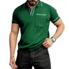 Heren Polos Zomer 2024 Euro-Amerikaanse stijl Knitwear T-shirt Top T-shirt T-shirt Rapel Pocket Korte mouw slanke polo shirts