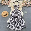 Casual Dresses Gagaok Summer Holiday Dress 2024 Strapless Sleeveless Elegant Large Swing Vintage French Style Floral Print Vestido