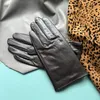 Rękawiczki dotknięte kozą kozą ciemnobrązową rękawiczki jazdy damskiej mody codzienne pięcio-palce rękawiczki