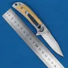 Top Quality Flipper Pocket Folding knife 440C Satin Drop Point Blade Steel with Wood Handle Outdoor camping hiking Fishing Survival EDC knives