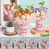 Fleurs décoratives Crochet Flower Bouquet Handmade Tricoting Artificiel for Wedding Party Teacher Day Cadeaux Room Decoration de bureau