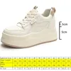 Casual Shoes Fujin 6.5cm äkta läderplattform kil mode kvinnor vår väl passande höstchunky sneakers lady vulcanize