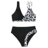 New Femme Sexy Leopard Print Cross Cross Bikini Maix de bain