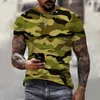 Camisetas masculinas camuflagem 3D camiseta masculina roupas de moda ao ar livre casual o pescoço de manga curta de verão masculino esportivo esportivo thirtsl2403