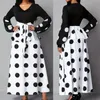 Plus -storlek Polka Dot Print Dress Elegant Ruffle Trim Long Sleeve Maxi Clothing 240419