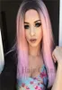 Top Hair China Fashion ombre Pink Wig Kylie Jenner 14inch Wigs synthétiques Wigs Wavy Black Rootpink Hoies résistantes à la chaleur W4834884