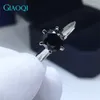 Cluster Rings GIAOQI Genuine 10K White Gold 1 Round Pefect Cut Diamond Passed Black Moissanite Ring For Female Princess Jewelry