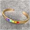 Pulseira de pulseira de 6 mm de cor de coragem de cor de cor de arco -íris para homens jóias de jóias aço inoxidável lésbica lesbian orgulho gay metal pulseira rosa lgbt tira dhew6