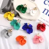 Earrings Korean Acrylic Rose Petals Flower clip Earrings For Women Trend Luxury Design Wedding Party NonPiercing Earrings Jewelry
