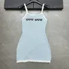 Fashion Summer Women Dress Striped Letter Dress Sling Vest Dresses Luxury Designer Sexy Slim Daily Casual Tank Knitted Kktfx