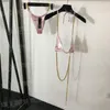 Moda yular mayolar kadınlar bölünmüş bikinis seti pembe siyah yastıklı set sutyen brifi plaj kravat büyüleyici takım elbise mayo ile banyo fhreu