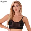 Tanques femininos Mulheres Sexy Sexy-throught Top Top Transparent Camisole Mesh Sheer Bralette Bra Deep U Pescoço Tampas de colete