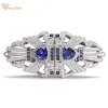 Smycken Wong Rain Luxury 925 Sterling Sliver Sapphire High Carbon Diamond Gemstone Women Brosch Brosches Fina smycken Jubileumsgåvor