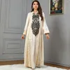 Ethnic Clothing Loose Casual Muslim Dress Fashion V-Neck Printed Dresses Musulman Women Jubba Thobe Long Sleeve Robe Jubah Dubai Arab Abayas