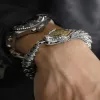 Strängar Vintage Men's Punk Domineering Ancient Dragon Snake Link Bracelets Accessories Hiphop Style 925 Sterling Silver Fashion Smycken