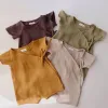Jednoczęściowe dziecko romper nowe letnie ubrania dla dzieci niemowlęta chłopcy muślin z bawełniany lniany kombinezon nowonarodzone dziewczyny strój swobodny moda