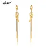 Ohrringe Lokaer Bohemia Langer Chaintassel Hoop Ohrringe Trendy Edelstahlflügel Ohrringe für Frauen Mädchen Boucle Oreille Femme E21057