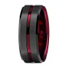 Bands FDLK 8mm Black Carbide Stainless Steel Thin Red Line Wedding Band Ring Men's Jewelry