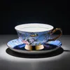 Bone China Kaffeetassen Europäische Vogelmuster Licht Luxus Phnom Penh Nachmittag Tee Tassen Pink Blue Paar Becher Keramik Geschenkbecher 240418