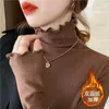 Women's T Shirts Woman Tshirts Turtleneck Long-Sleeved T-shirt Autumn Winter Ruffled Top Tops Mujer Camisetas