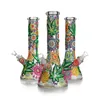 Glow in the dark 3D Hand Painting 7mm Thickness Glass Luminous Bong Water pipes Smoking hookah Pipe With 14mm Male Bowl Oil Dab Rig colorful glass for female