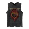 Summer Men Washed Vest Vintage T Shirt Gothic Tshirts Streetwear Punk T Shirts unisex ärmlös Vest Top Y2K Kort ärmskjorta 240421