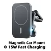 Laddare 15W Fast Qi Magnetic Wireless Charger Car Air Vent Phone Holder Mount Compatible with Magsafe Case for iPhone 12 13 Pro Mini Max