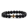 Strands New Natural Stone Lava Beaded Bracelet for Men Women Alloy Christian Jesus Cross Bracelets Bangles Yoga Prayer Fashion Jewelry