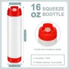 Botellas de almacenamiento de 16 oz Squeeze Condimento Botella Consejo recargable Dispensador de válvula grande para salsas salsas salsa ketchup