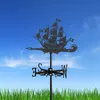 Wind Vane Sail Boat Black Metal Garden Outdoor Decoration Art For Yards And Farms 240411