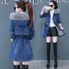 Women's Jackets Winter Plus Cotton Thick Denim Jacket Women Warm Parkas Hooded Fur Collar Long Jeans Female Outerwear