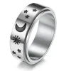 Bandes en acier inoxydable relâche Relax Spinner anneaux Femme Man Man Fashion Moon Star Soleil Fine Tuning Rotation Ring Jewelry Gift for Anxiété