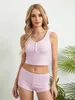 Suissiles de piste pour femmes Femmes 2 pièces Pyjama Set Color Color Tops d'été et shorts élastiques pour vêtements de lungewear doux Nightswear