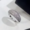 バンドHuitan Bling Bling Cubic Zirconia Weddingbands Rings for Women Silver Colury Luxury Fashion Female Fingerring Party Jewelry