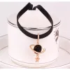 Halsband mode bollstjärna choker halsband för kvinnor vintage svart färg pu läder krage neogoth trend party smycken tillbehör
