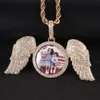 Angel Wings Grand cadre photo Pendant plein de collier Hip Hop Zircon Bijoux