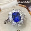 Band Huitan Bling Bling Blue Cubic Zirconia Ring for Women Temperament Elegant Lady's Accessories Wedding Anniversary Nya smycken