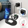 Laddare 30W Magnetic Wireless Charger Stand för iPhone 15 14 13 Pro Max Apple Watch 8 7 6 Airprods 3 i 1 MacSafe Fast Charging Station