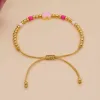 Strands Gold Plated Heart Charm Surfer Bracelet Adjustable Beaded Friendship Jewelry for Women and Teens Summer Rope Bangle