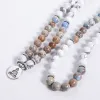 Strands 8mm Natural Howlite Imperatore Jasper Braccialetto con cavo elastico Meditazione bracciale Meditazione Yoga Gioielli Guarigione 108 Mala Bracciale per donne Mala