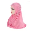 Abbigliamento etnico h027 bellissimo hijab musulmano Big Gilrs con pizzo e pietre Cappello a scialle di sciarpa islamica Cappello per la scricchioli