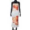 Casual Dresses Summer Womens 2024 Floral Long Robe Beach Party Elegant Vacation Outfits Sleeveless One Piece Holiday Dress