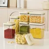 Storage Bottles Transparent Food Container Grade Square Sealing Jar Moisture-proof For Kitchen Pressing Dry