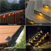 Varm vit LED Solar Step Lamp Path Stair Outdoor Garden Lights Waterproof Balcony Light Decoration For Patio Staket 240411