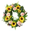 Dekorativa blommor Summer Creative Simulation Sunflower Artificial Flower Mall Decoration Door Valentines Day Wreaths For Front Outside