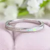 Band lyxiga kvinnliga blå vit opal sten ring boho mode silver färg stor rund ring löfte kärleksförlovningsringar för kvinnor