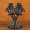 Holders Resin figurines chandelier Halloween Médieval Dragon autel Statue Sculpture support Stand 2 PCS CANDLE Sticks Home Desk Decor