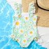 Swimwear femminile da nuoto 1-5y per bambini da bagno da bagno carino set bikini costume da bagno con arricciatura stampa floreale kawaii infantil infantil da bagno un pezzo