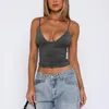 Women's Tanks Women Sexy Going Out Tops Plunge V Neck Spaghetti Strap Cami Shirt Y2k Sleeveless Ruched Basic Crop Tank Top